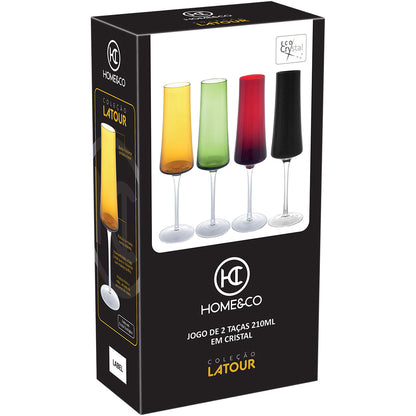 Taças de Champanhe Home&Co Latour Vidro Preto 210ml 2 Peças 26cm