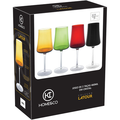 Conjunto 2 Taças de Vinho Home&Co Latour Vidro Verde 460ml 23,9cm