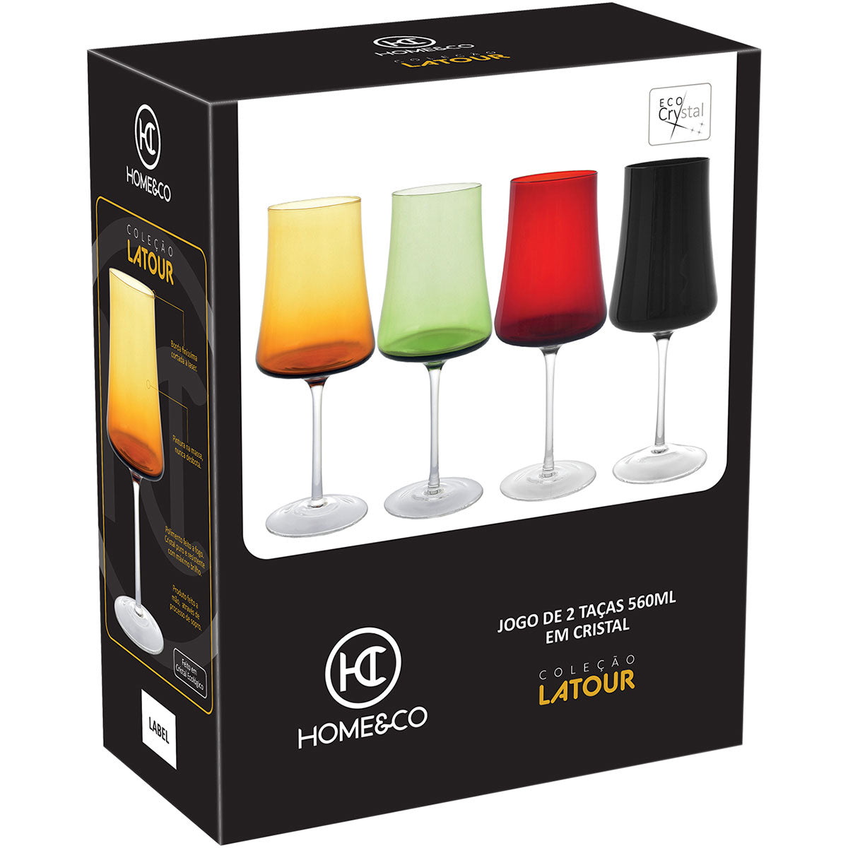Jogo de Taças de Água Home&Co Latour Vidro Âmbar 560ml 24cm