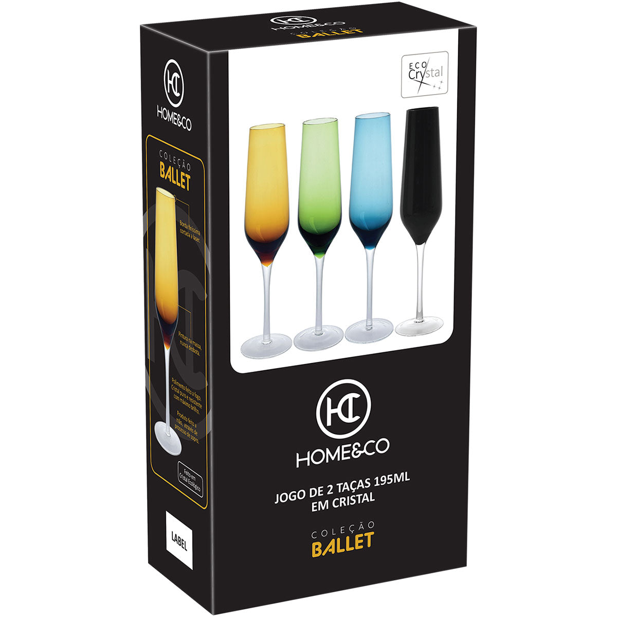 Taças de Champanhe Home&Co Ballet Vidro Âmbar 195ml 2 Peças