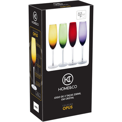 Conjunto de Taças de Champanhe Vermelhas Home&Co Opus 230ml Vidro
