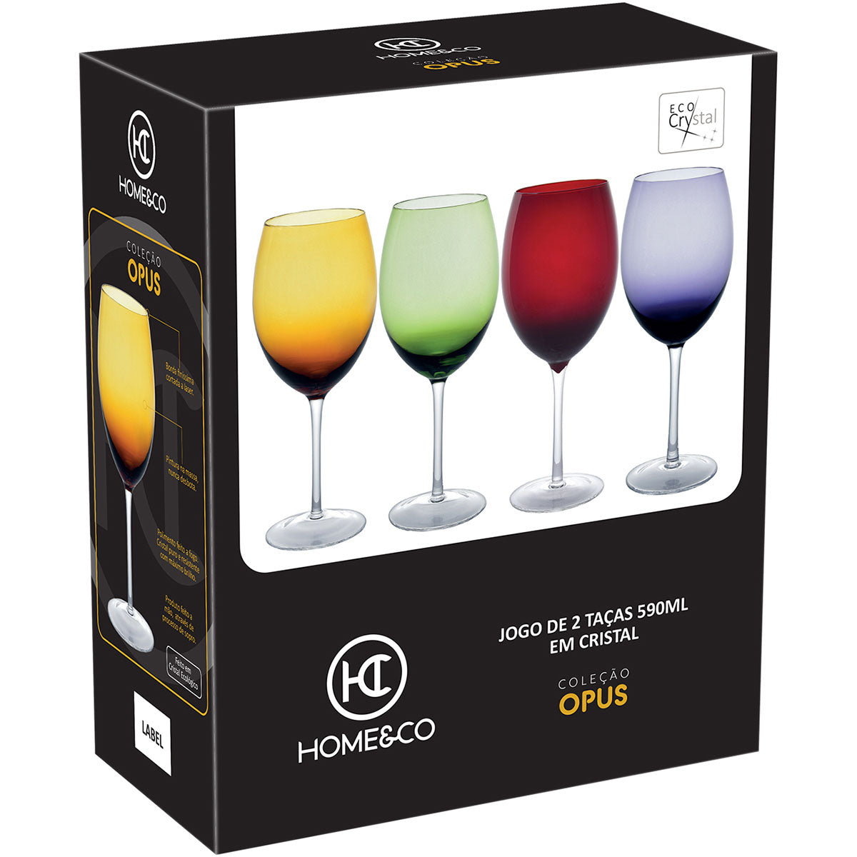 Conjunto de Taças de Água Home&Co Opus Vidro Violeta 590ml 23cm