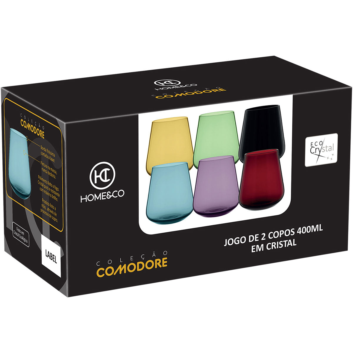 Copo de Vidro Verde Home&Co Comodoro 400ml 10x9cm Resistente