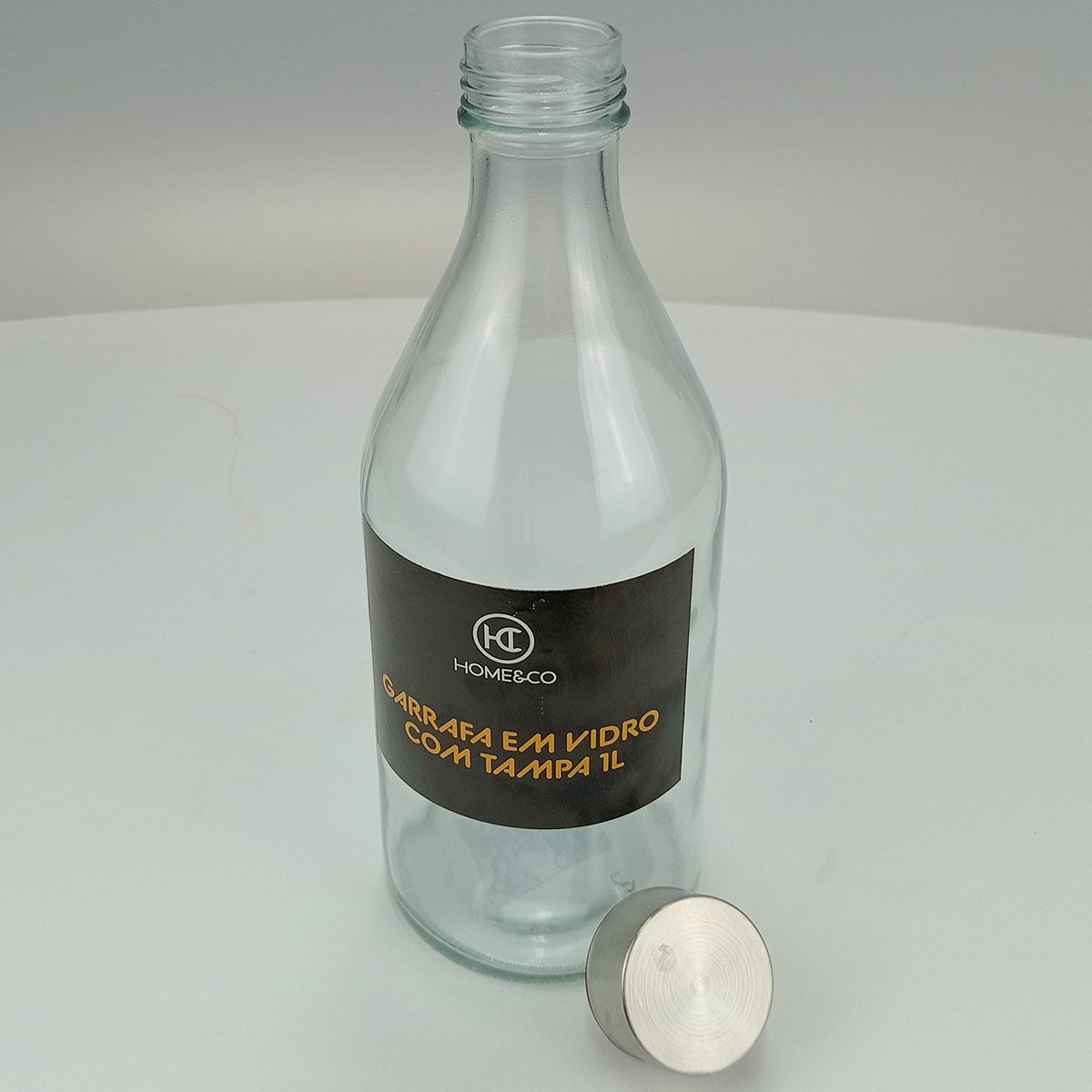 Garrafa de Vidro Home&Co 1L Transparente 25x9x9cm à Prova de Vazamentos