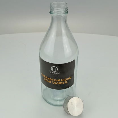 Garrafa de Vidro Home&Co 1L Transparente 25x9x9cm à Prova de Vazamentos