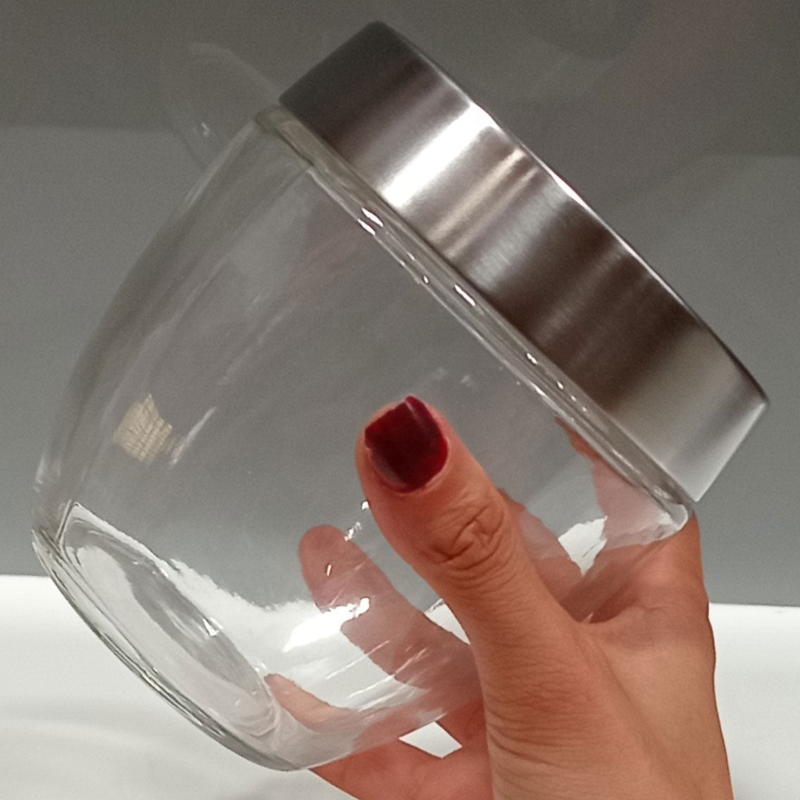 Pote de Vidro Transparente Home&Co 600ml com Tampa de Rosca 12x12cm