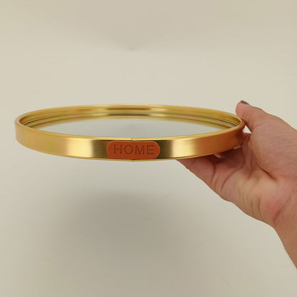 Bandeja Espelhada Dourada 20x20cm Metal para Servir Bebidas e Petiscos