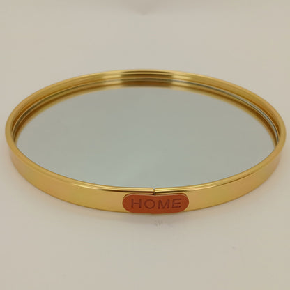 Bandeja Espelhada Dourada 20x20cm Metal para Servir Bebidas e Petiscos