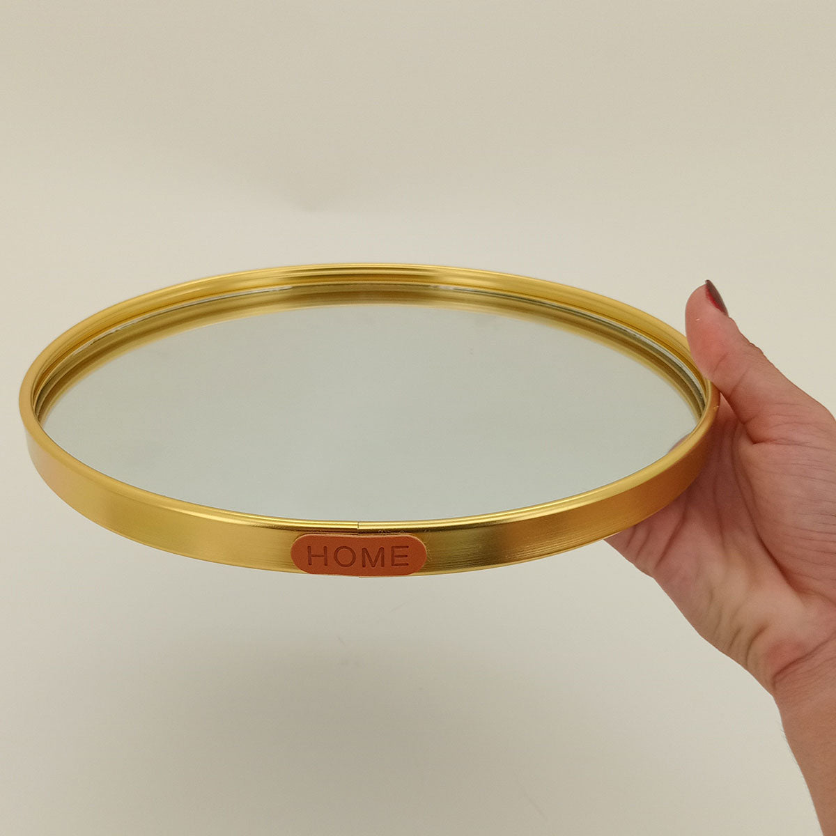 Bandeja Espelhada Dourada de Metal 23x23cm para Servir