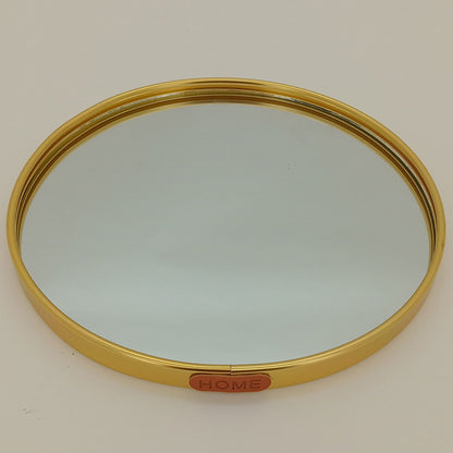 Bandeja Espelhada Dourada de Metal 23x23cm para Servir