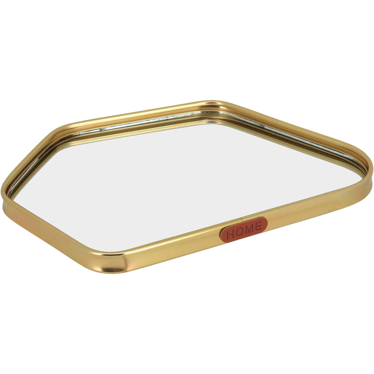 Bandeja Espelhada Dourada em Metal 26x18cm para Servir Bebidas e Petiscos