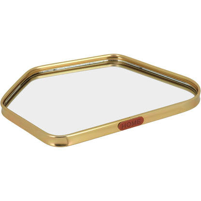 Bandeja Espelhada Dourada em Metal 26x18cm para Servir Bebidas e Petiscos