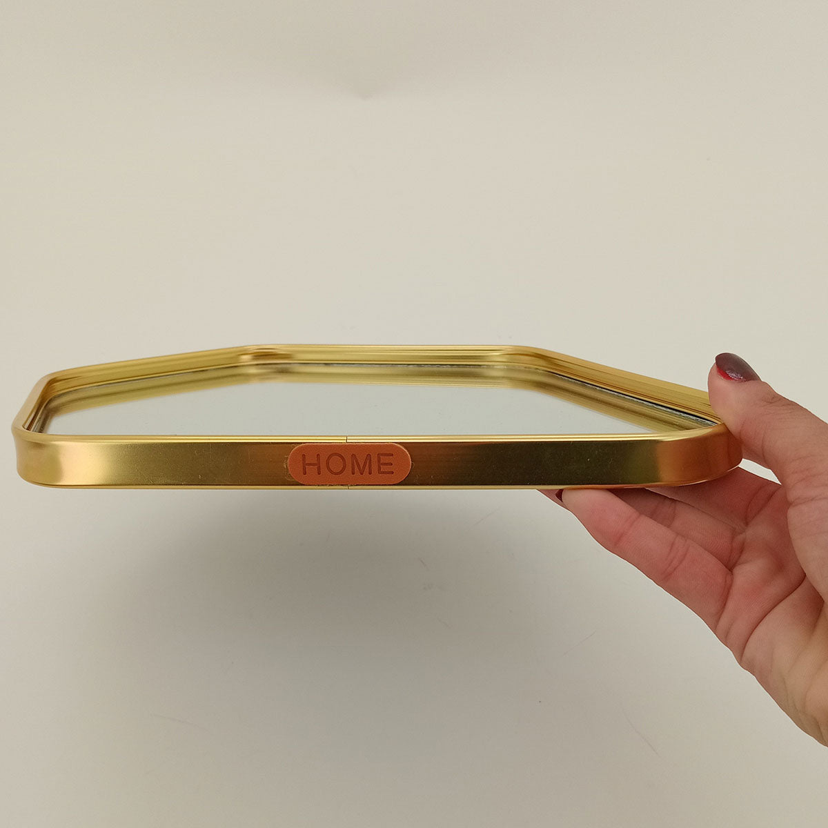 Bandeja Espelhada Dourada em Metal 26x18cm para Servir Bebidas e Petiscos