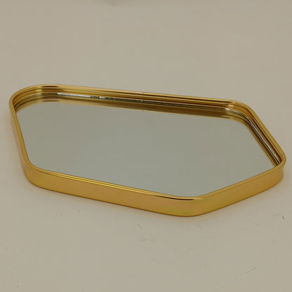 Bandeja Espelhada Dourada em Metal 26x18cm para Servir Bebidas e Petiscos