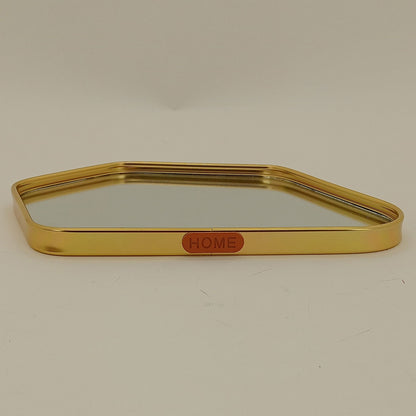 Bandeja Espelhada Dourada em Metal 26x18cm para Servir Bebidas e Petiscos