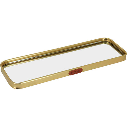 Bandeja Espelhada de Metal Dourado 30x10cm para Servir