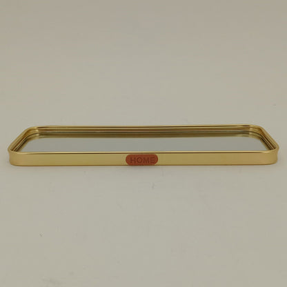 Bandeja Espelhada de Metal Dourado 30x10cm para Servir