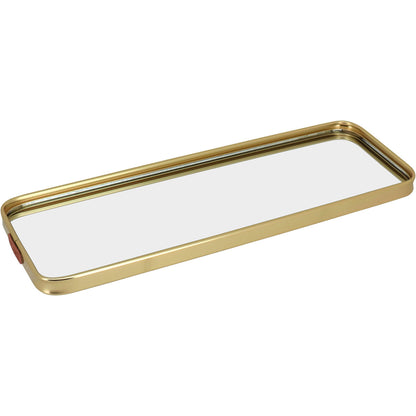 Bandeja Espelhada Metal Dourada 35x12cm para Servir Bebidas e Petiscos