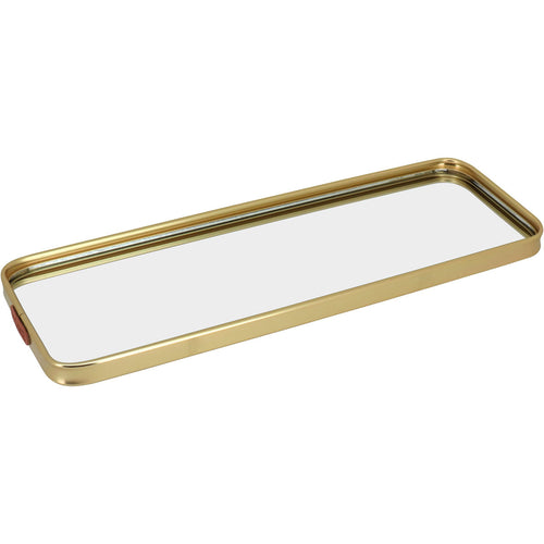 Bandeja Espelhada Metal Dourada 35x12cm para Servir Bebidas e Petiscos