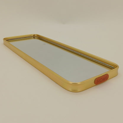 Bandeja Espelhada Metal Dourada 35x12cm para Servir Bebidas e Petiscos