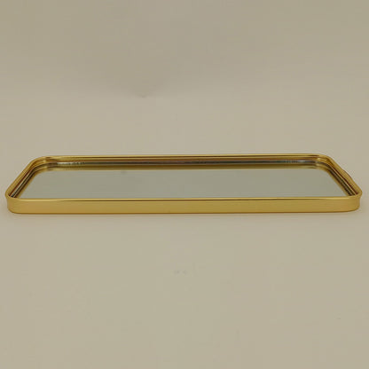 Bandeja Espelhada Metal Dourada 35x12cm para Servir Bebidas e Petiscos