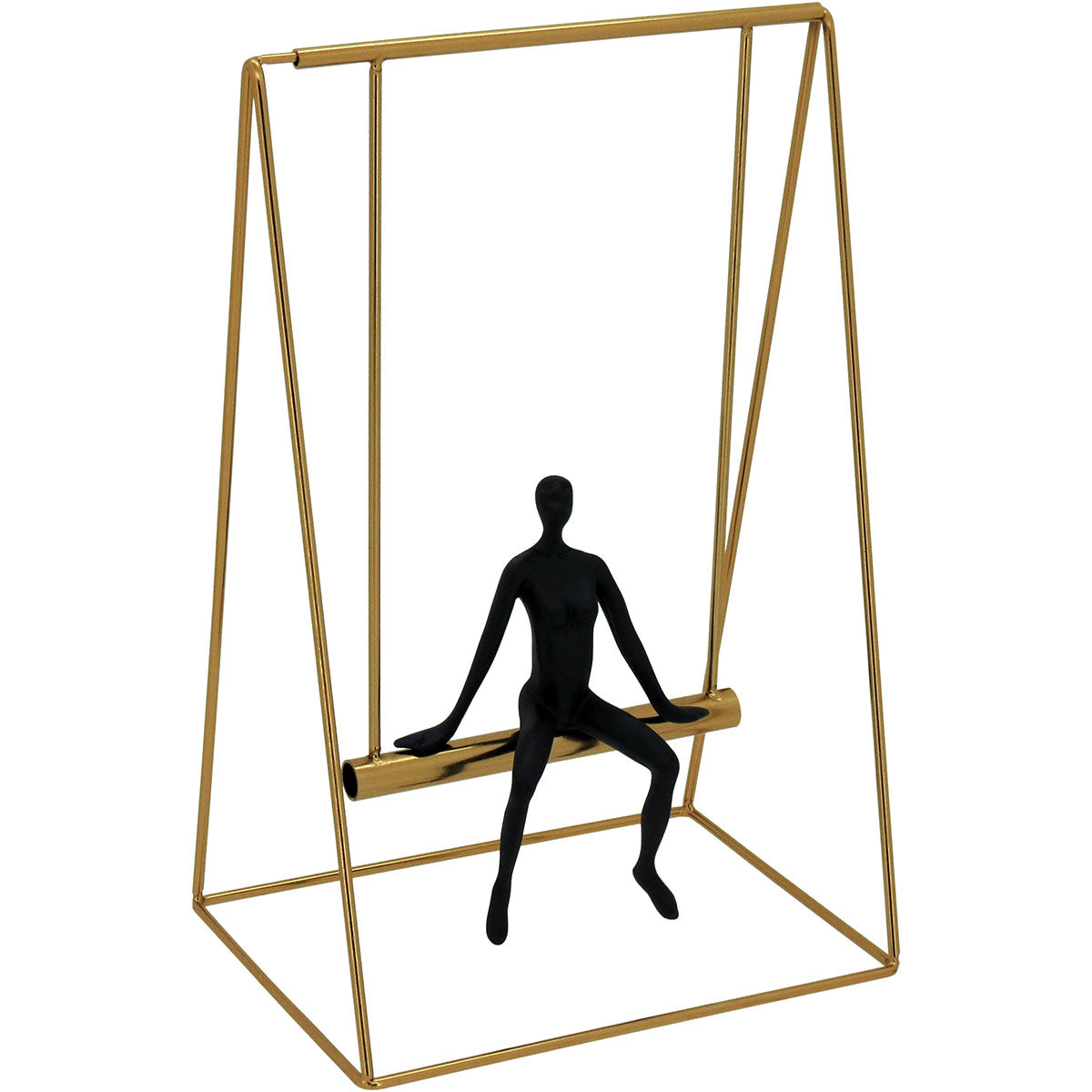 Escultura de Metal Dourada 29x18cm para Decoração de Interiores