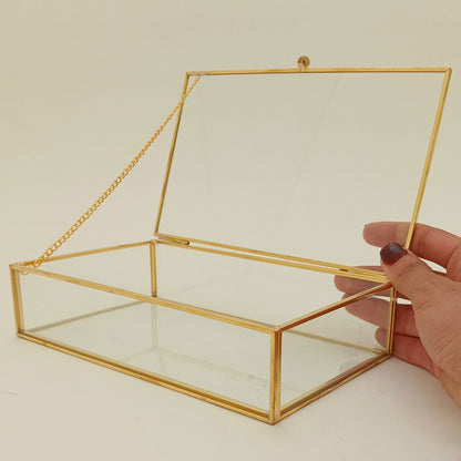 Porta Joias de Vidro Transparente 5x20x12cm para Organização de Joias