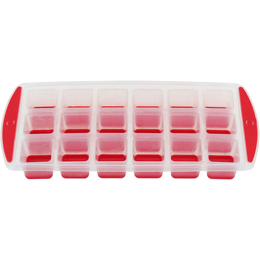 Forma de Gelo Plástica Vermelha 3x13x27cm para Cubos Uniformes