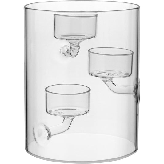 Castiçal Porta Velas 3 em Borossilicato Transparente 15x12cm