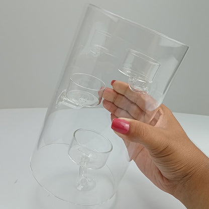 Castiçal Porta Velas 3 Velas Borossilicato Transparente 20x12cm