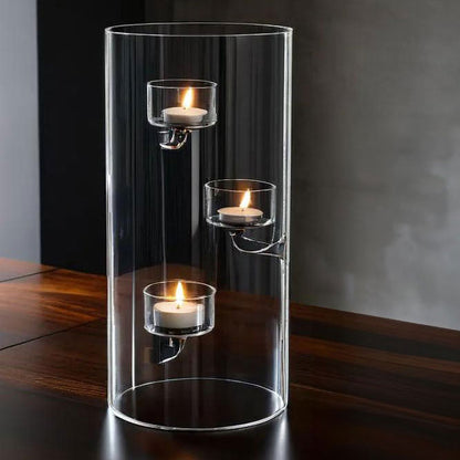 Castiçal Porta Velas 3 Velas Borossilicato Transparente 25x12cm