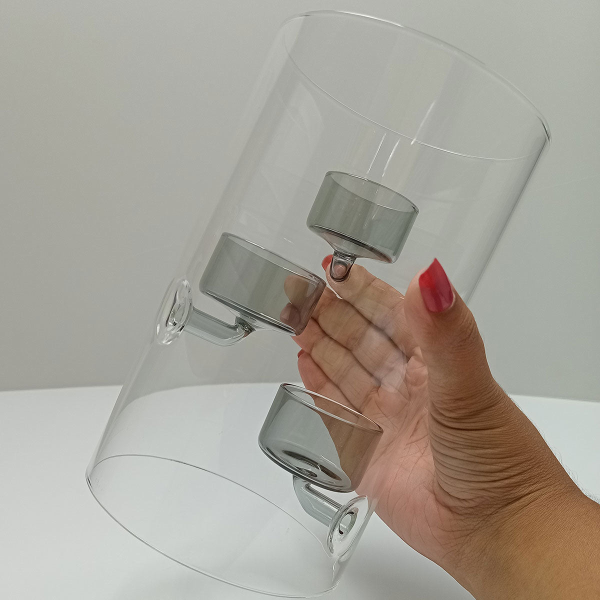 Castiçal Transparente para 3 Velas Borossilicato 20x12x12cm