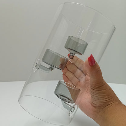 Castiçal Transparente para 3 Velas Borossilicato 20x12x12cm