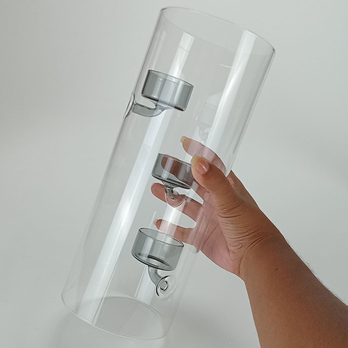 Castiçal para 3 Velas Borossilicato Transparente 30x12x12cm