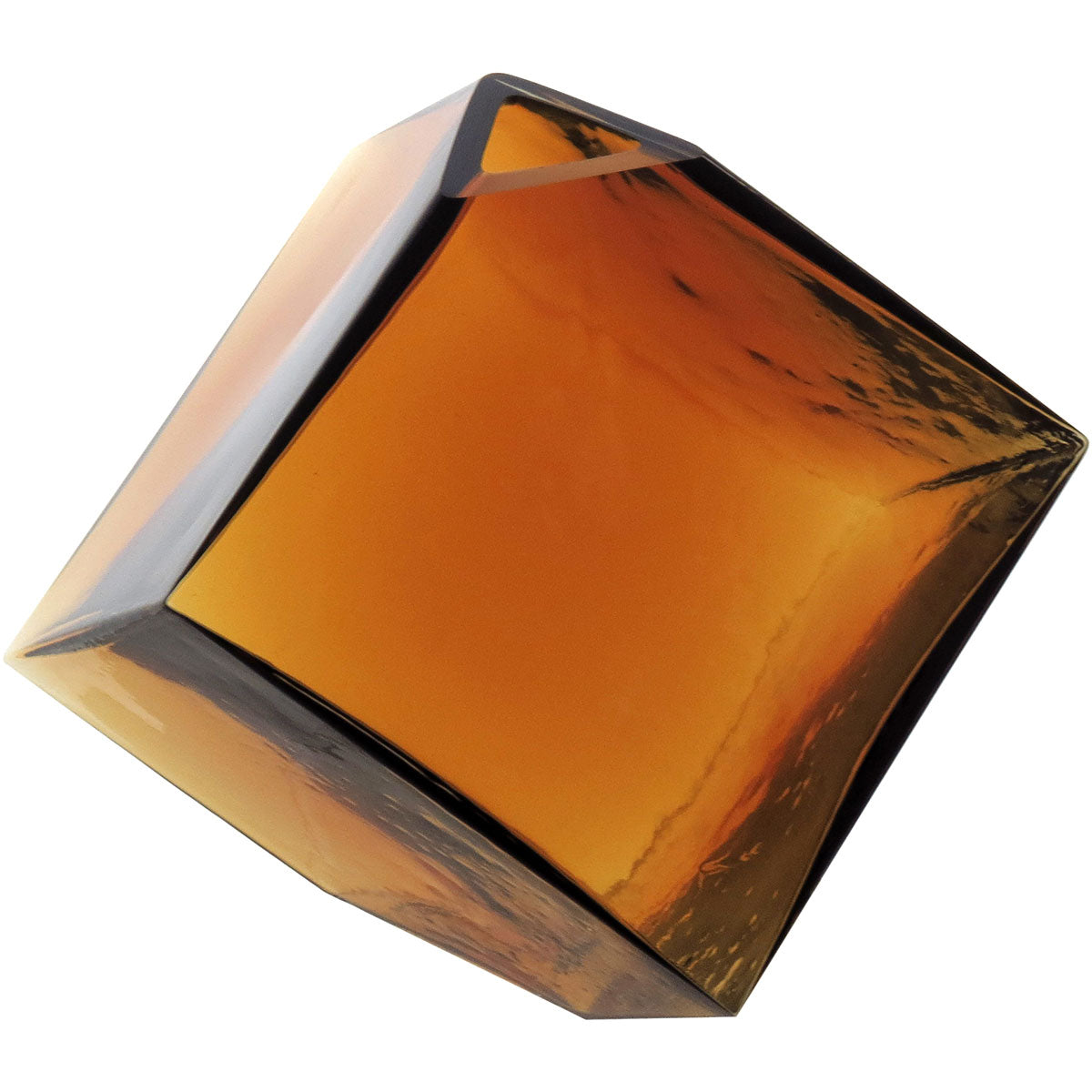 Vaso Cubo de Vidro Âmbar 15x15x15cm para Decoração Elegante