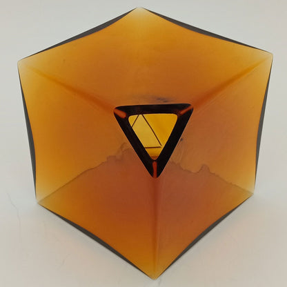 Vaso Cubo de Vidro Âmbar 15x15x15cm para Decoração Elegante