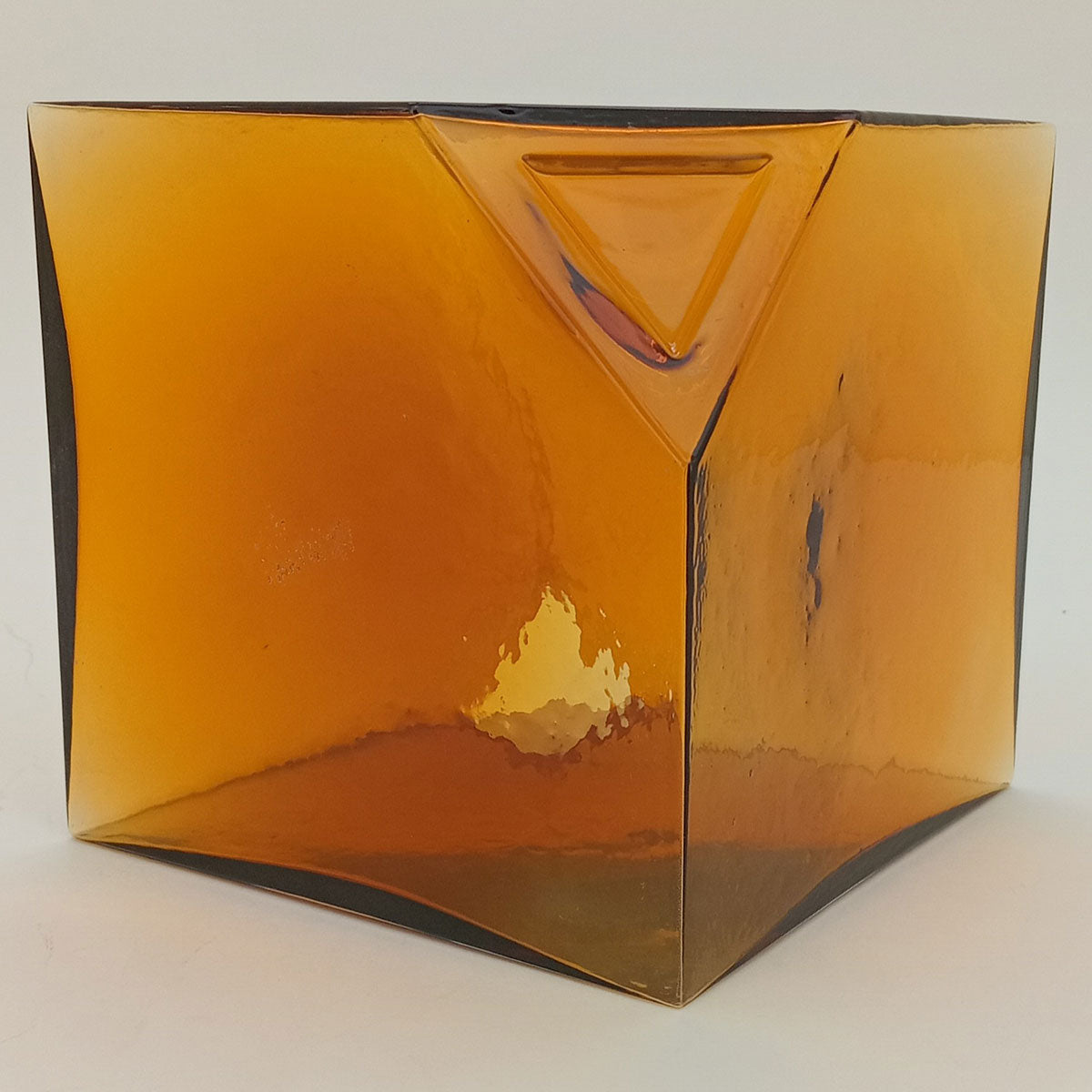 Vaso Cubo de Vidro Âmbar 15x15x15cm para Decoração Elegante