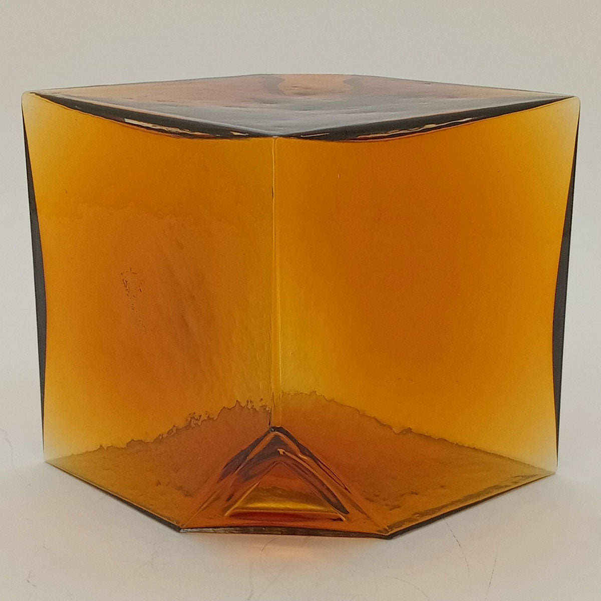 Vaso Cubo de Vidro Âmbar 15x15x15cm para Decoração Elegante