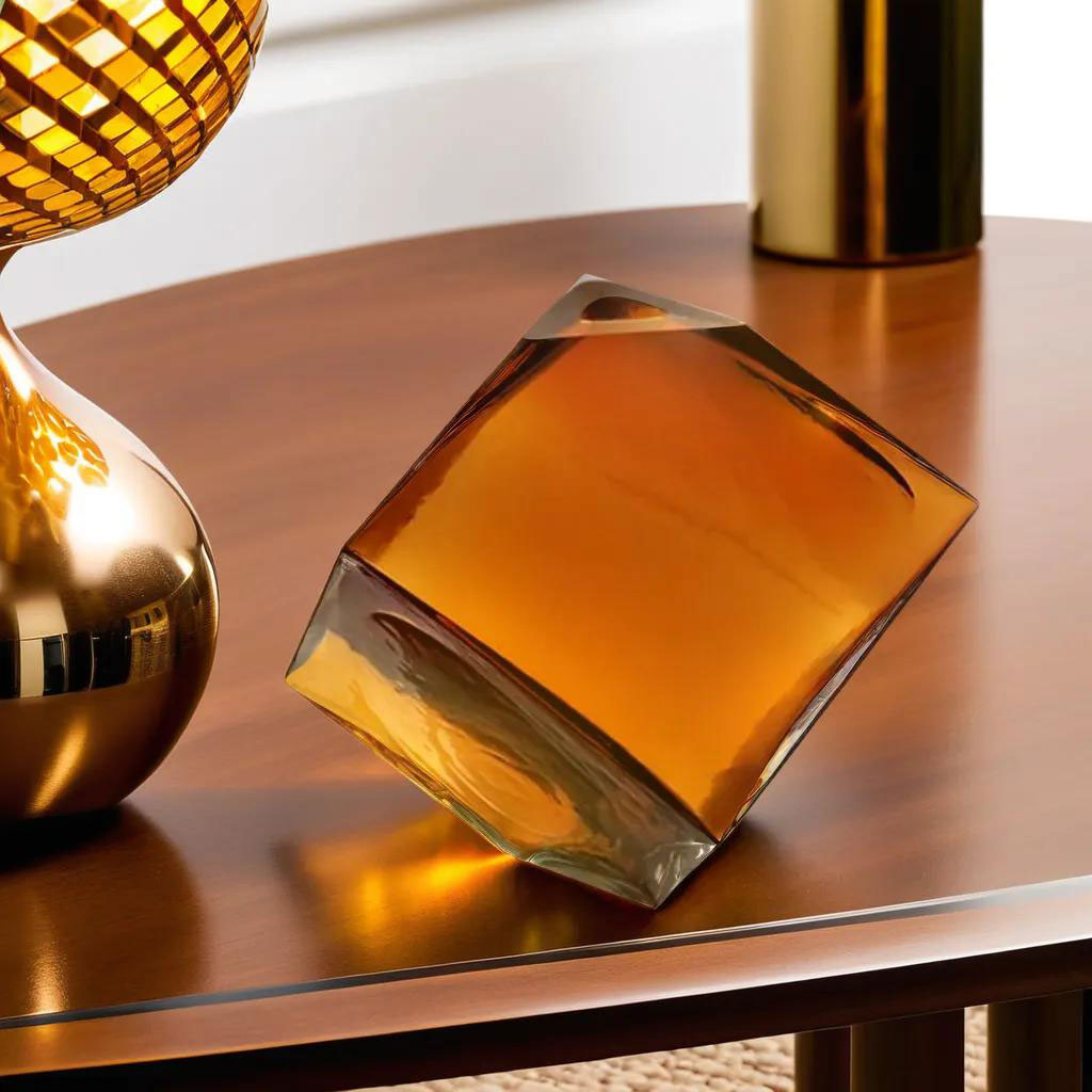 Vaso Cubo de Vidro Âmbar 11x11cm - Decoração Elegante para Flores