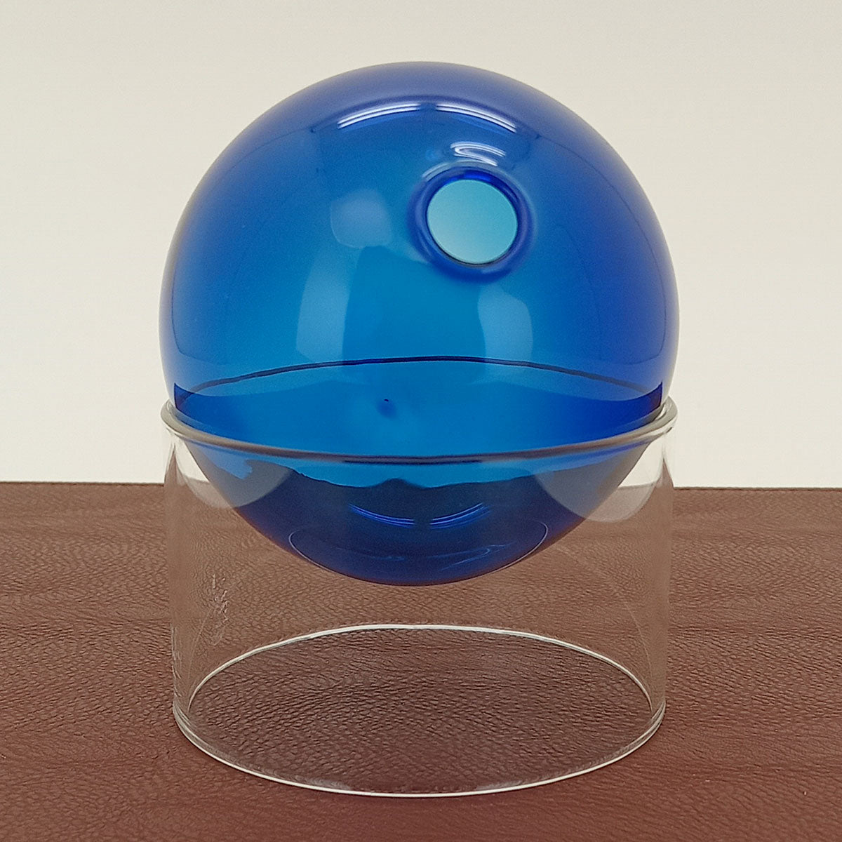 Vaso Esfera Azul com Suporte em Vidro 10x10cm para Flores