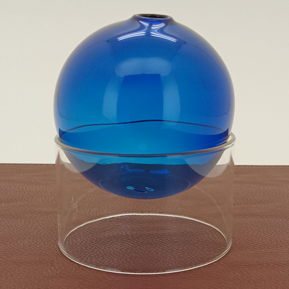 Vaso Esfera Azul com Suporte em Vidro 10x10cm para Flores