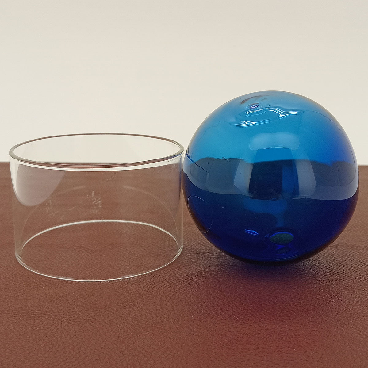 Vaso Esfera Azul com Suporte em Vidro 10x10cm para Flores