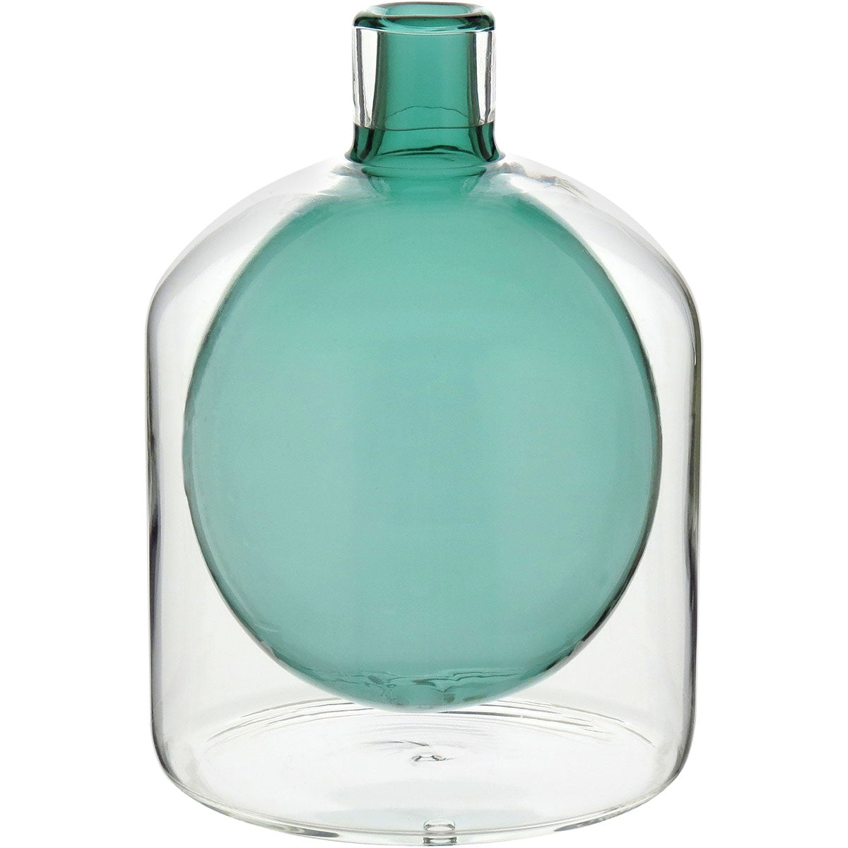 Vaso Garrafa de Vidro Verde 17x15cm para Decoração Elegante