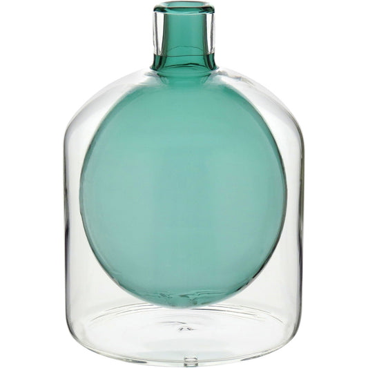 Vaso Garrafa de Vidro Verde 17x15cm para Decoração Elegante