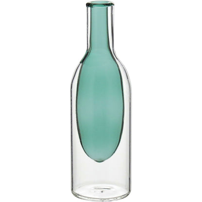 Vaso Garrafa de Vidro Verde 15x5cm para Decoração de Ambientes