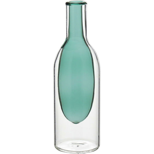 Vaso Garrafa de Vidro Verde 15x5cm para Decoração de Ambientes