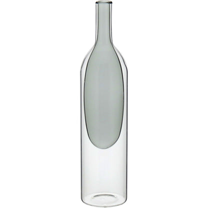Vaso Garrafa de Vidro Cinza 29x7x7cm para Decoração Moderna