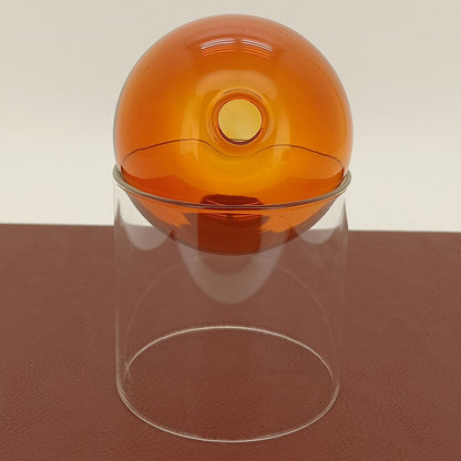 Vaso Esfera de Vidro Âmbar 13,5cm com Suporte Decorativo