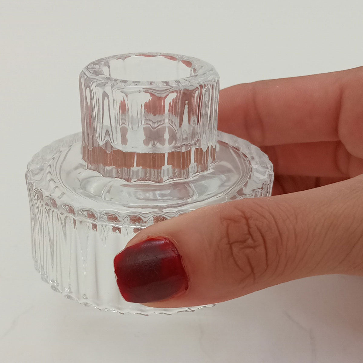 Castiçal Porta Velas de Vidro Transparente 6x6cm - Elegante e Durável