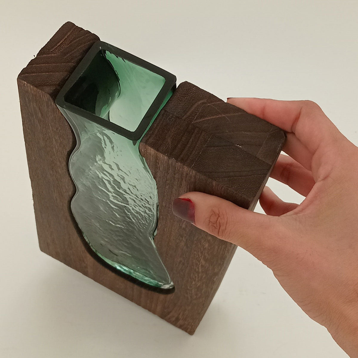 Vaso Vidro 32x18x5cm Verde